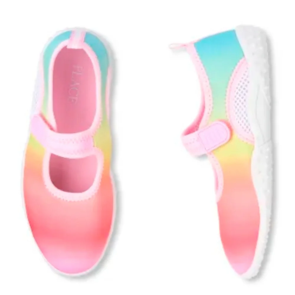 Children's Place Girls Water Shoes Pink RAINBOW Pool Beach